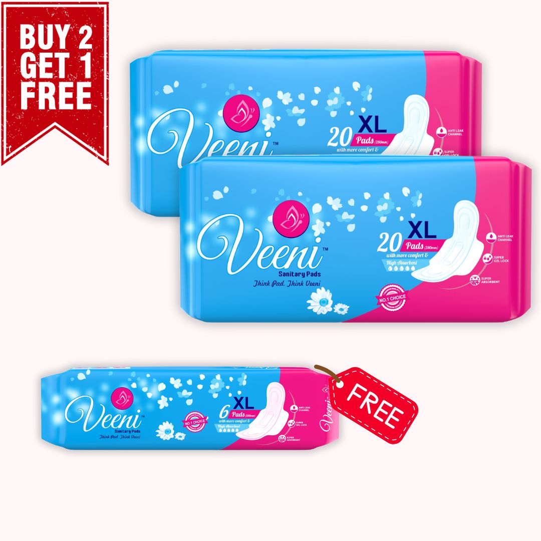 Buy 2 Straight XL pads 280mm (40 Pads) – Get 6 Pads Free – Veeni pads Combo Offer