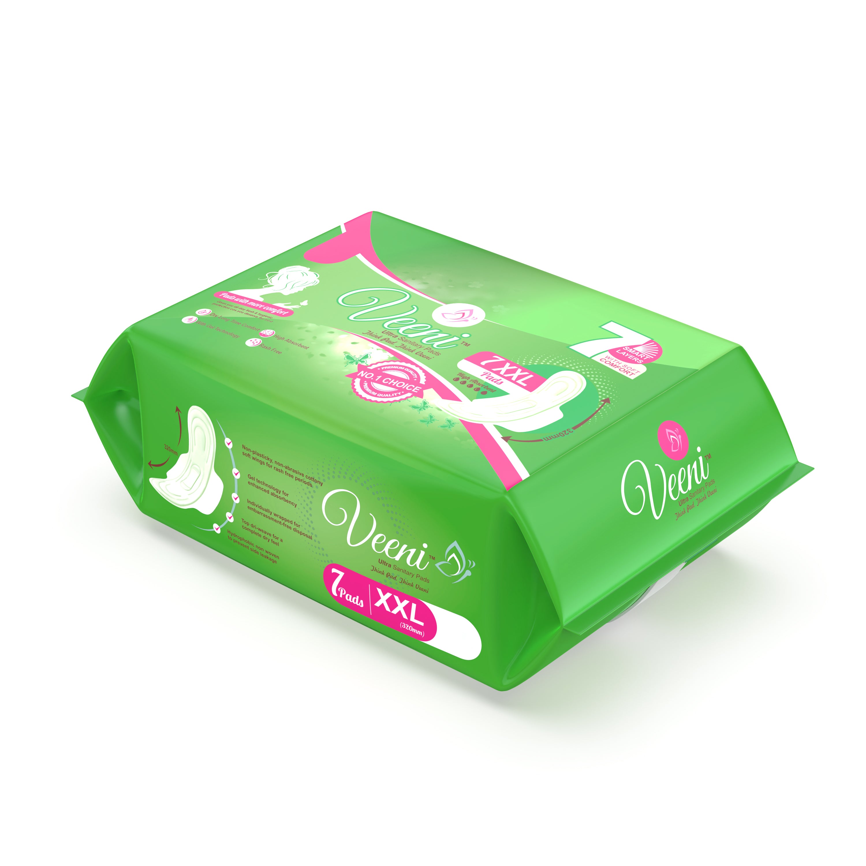 Buy 2 Heavy flow Sanitary pads 320mm (60 Pads) – Get 7 Pads Free – Veeni pads Combo Offer